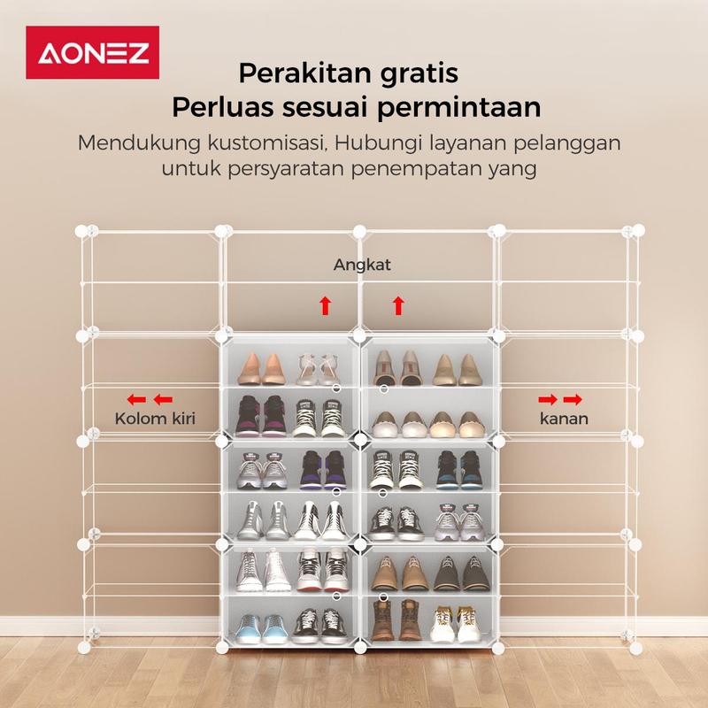 Product Introduction of 【COD 24 Shipping】AONEZ Rak Sepatu Anti Debu 6 Layer Tebal Shoe Rack Portable Serbaguna Kotak Sepatu Portable 3