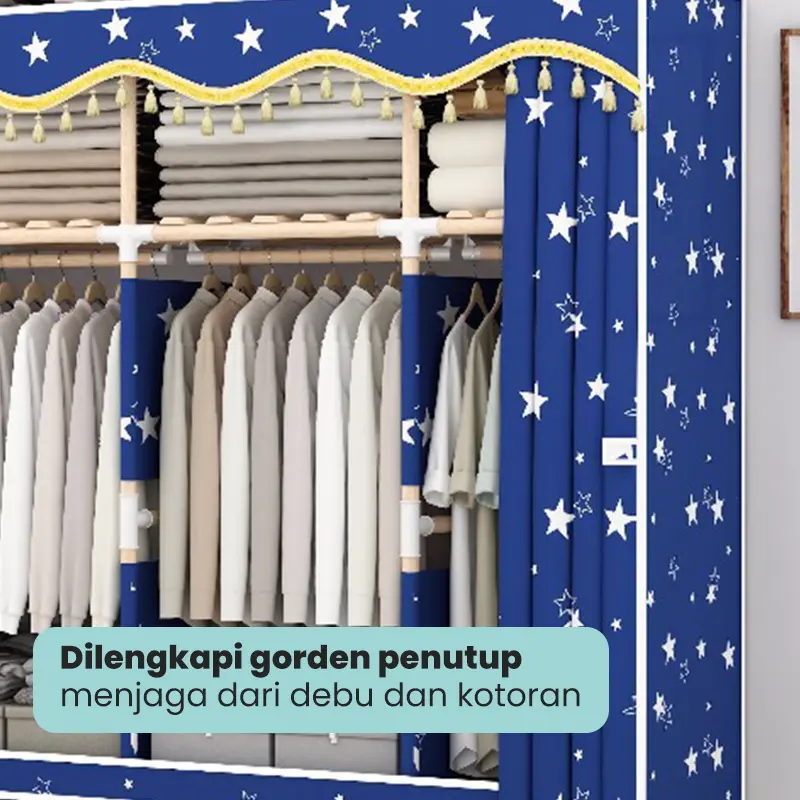 Dejavu Lemari Pakaian Lemari Baju Minimalis Multifungsi Portable Lemari Baju Minimalis Kayu HSH123 2