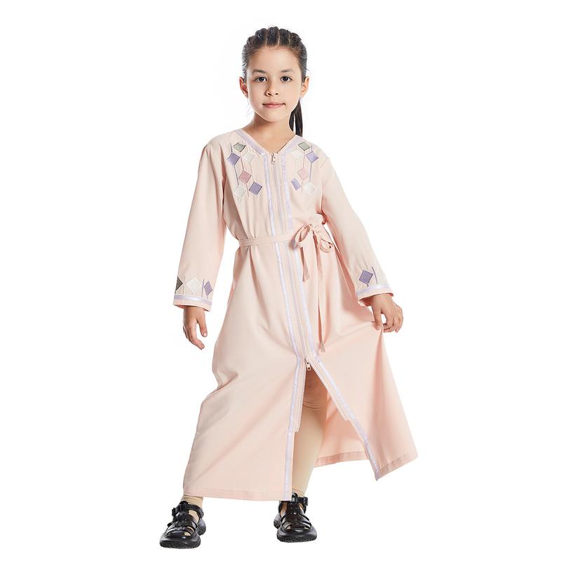 Product Introduction of Girls Kids Abaya Dress Clothing,Floral Printed Gown Children Robe 14