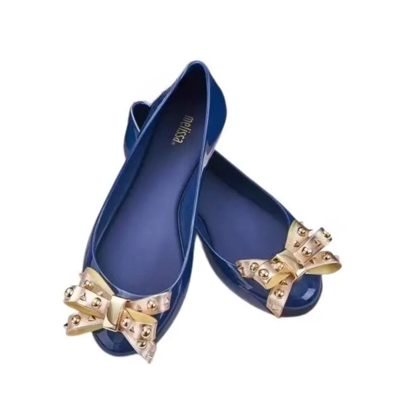 615Official store 2024 3 colors Melissas shoes women Metal Bow Style elegant Ladies ballet flat shoes