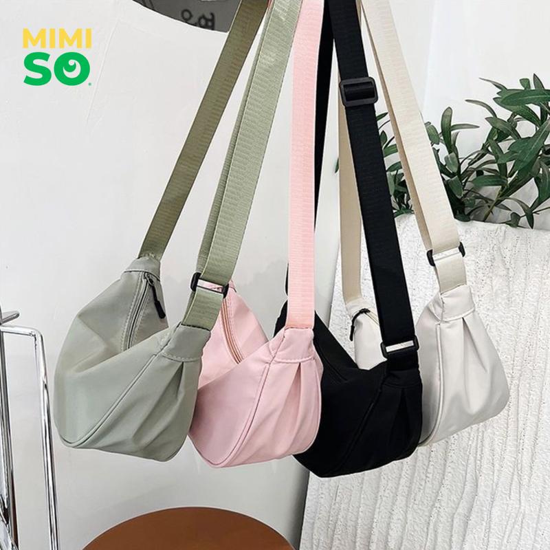 MIMISO L1990 Half-moon shape minimalistic sling bag for Women Fashion crossbody bag Ladies Korean style shoulder bags Plain Lightweight Water Repellent Large Capacity Durable Crossbody Bag Chest Bag Multi-Color Variety Cloud Bag Fashion Trendy Smooth