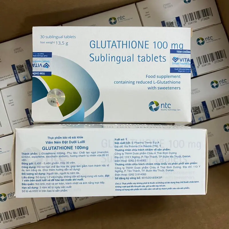 Viên Ngậm Glutathione 100mg - Hỗ Trợ Chăm Sóc Da Trắng Khỏe - Hộp 5 Vỉ 30 Viên Nhập Nhẩu Italy - PANCY 2