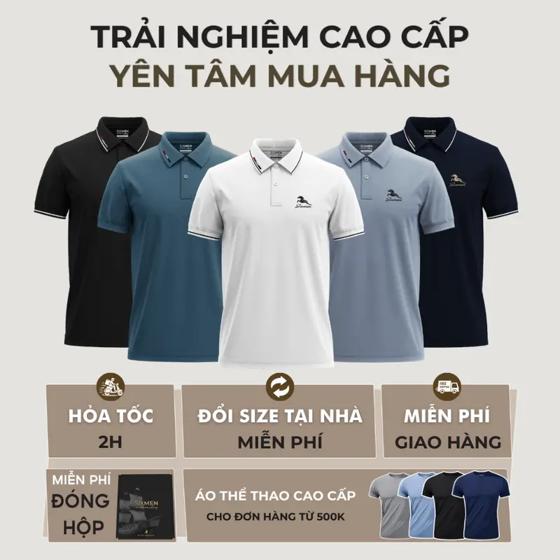 Áo Polo nam Thêu cao cấp SIXMEN [Tặng Hộp Gói Quà] Mã Đáo Thành Công - Áo thun polo vải thoáng mát 1