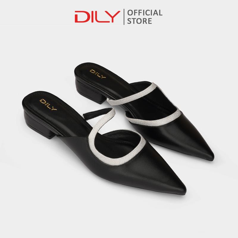 Guốc sục nữ DILY mũi nhọn quai kim tuyến sang trọng, dép guốc sục đế vuông cao 2.5cm AA0490