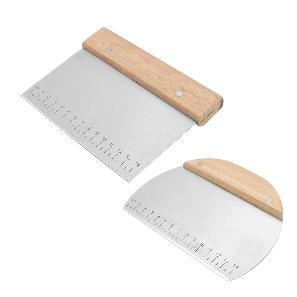 Dough Scraper with Wood Handle Stainless Steel Pastry Cutter Pastry Tools