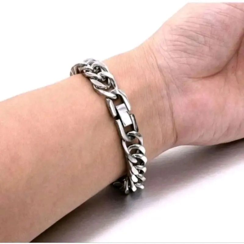 Gelang Rantai Besar Gaya Hip Hop Retro Punk Gelang Rantai Silver Aluminium Big Chain / Gelang Rantai Besar Gaya Hip Hop Retro Punk
