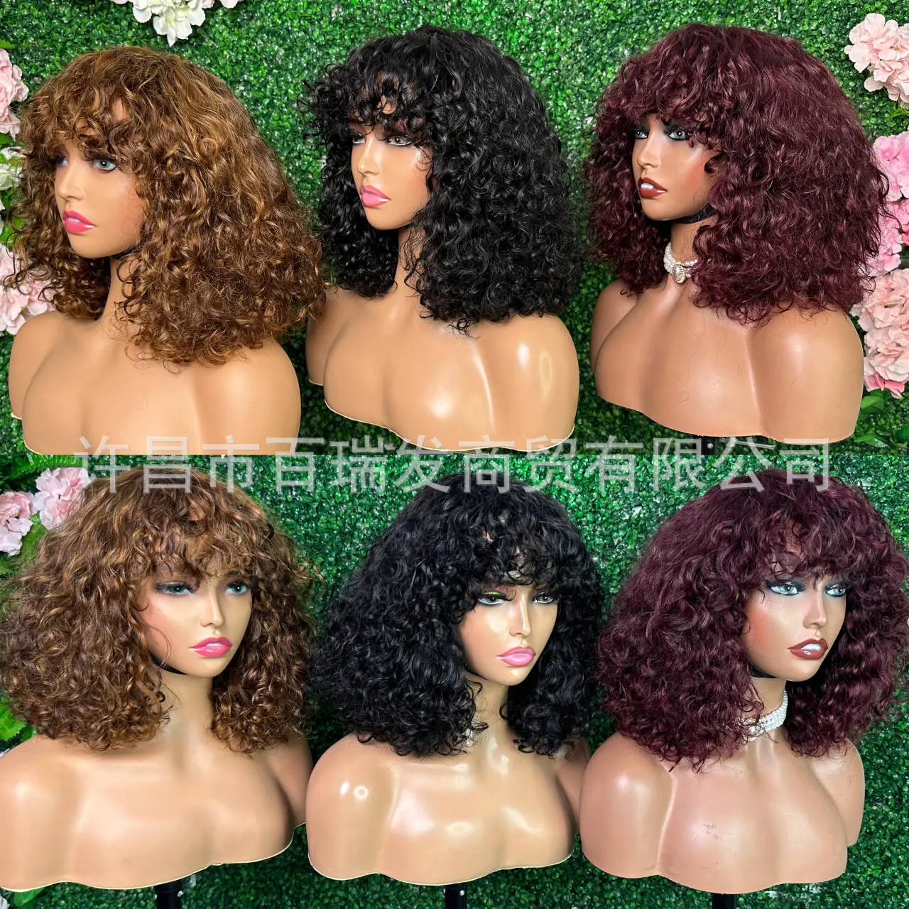 Xuchang Cross-Border Curly Bob Wig for Women Real Human Hair Curly Hair Wig Short Bangs Wig Factory Hot Sale