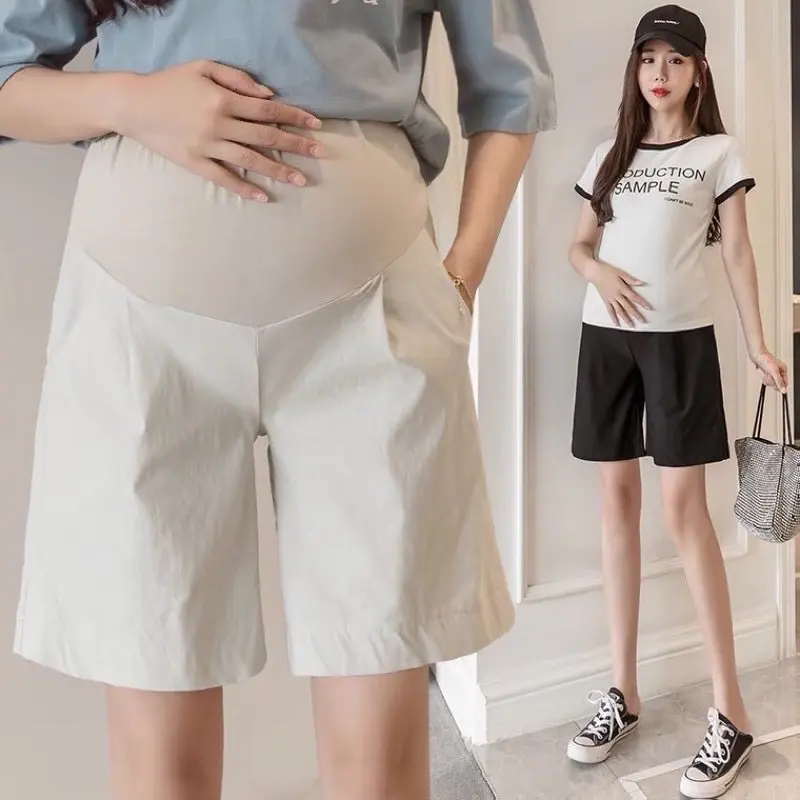 Quần lửng bầu vải kaki thun co giãn , mặc trên gối sành điệu 2 màu lựa chọn váy bầu đầm bầu S2