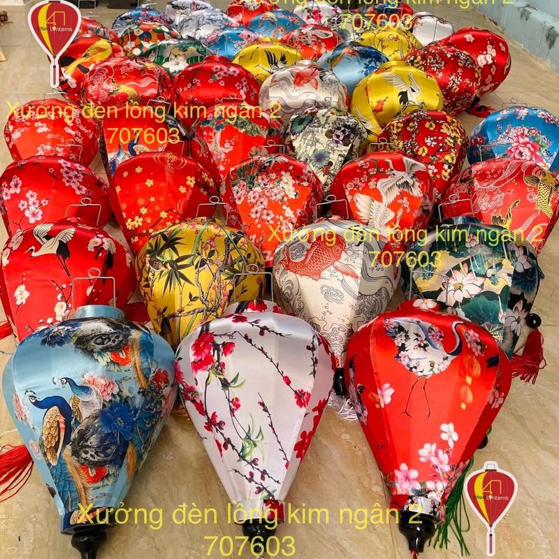 Combo 10 đèn lồng hội an 30cm phi 3d trang trí nhà cửa trung thu tết