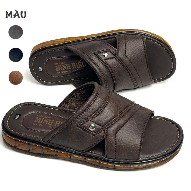 Dép Hồng Hạnh, Dép nam cao cấp, dép quay ngang DM03, dép nam cao cấp gia công chắc chắn may chỉ 4 xung quanh bao đi nước  DéP Đế Bằng