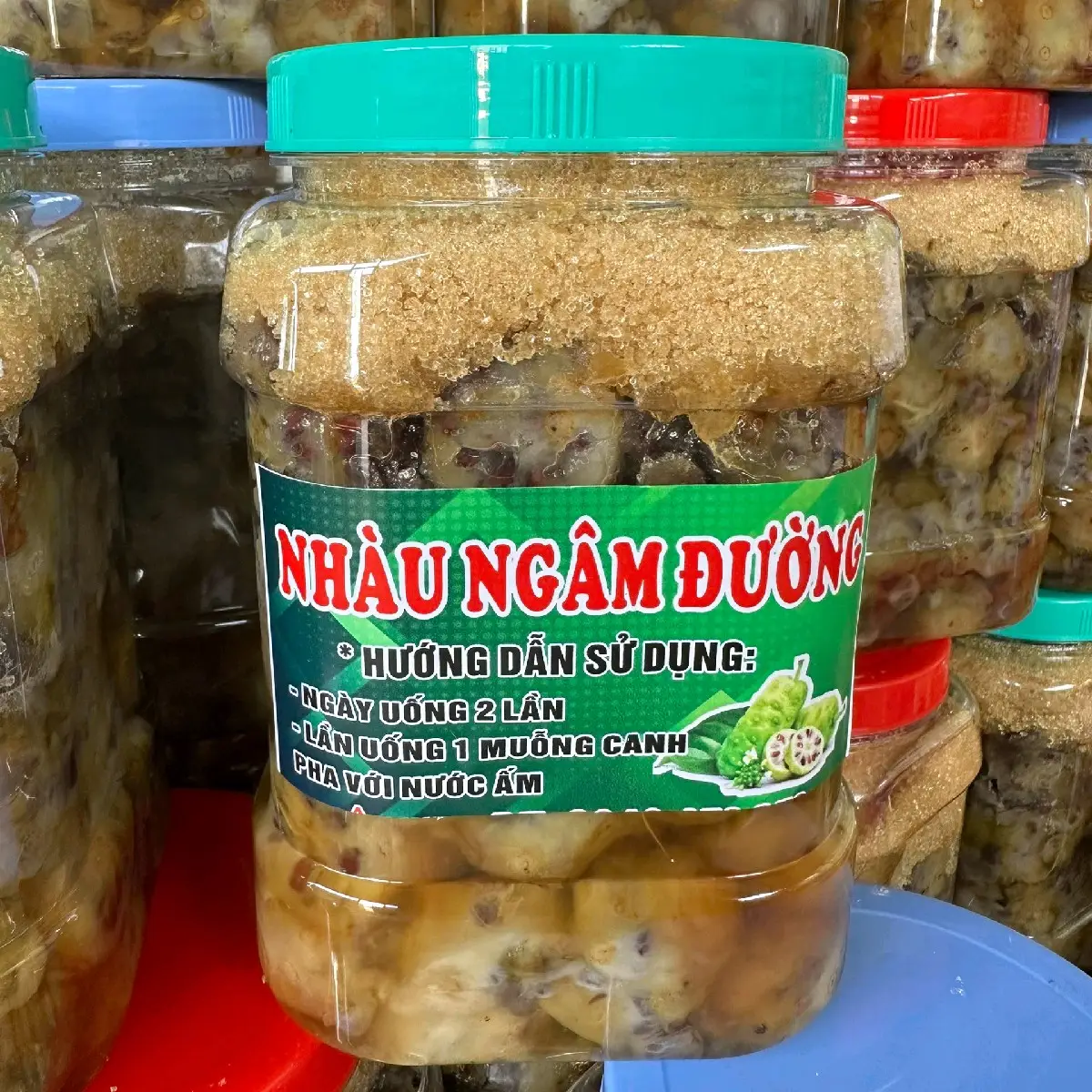 Quả nhàu ngâm đường cát vàng mật mía 1 bình 2kg a
