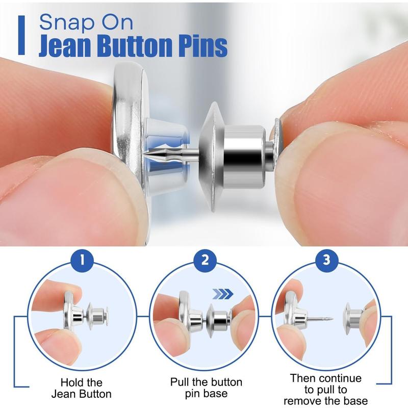 12 Sets Jean Buttons for Loose Jeans, Button Pins for Jeans to Make Smaller, No Sew Button Replacement, Adjustable and   Tightener 1