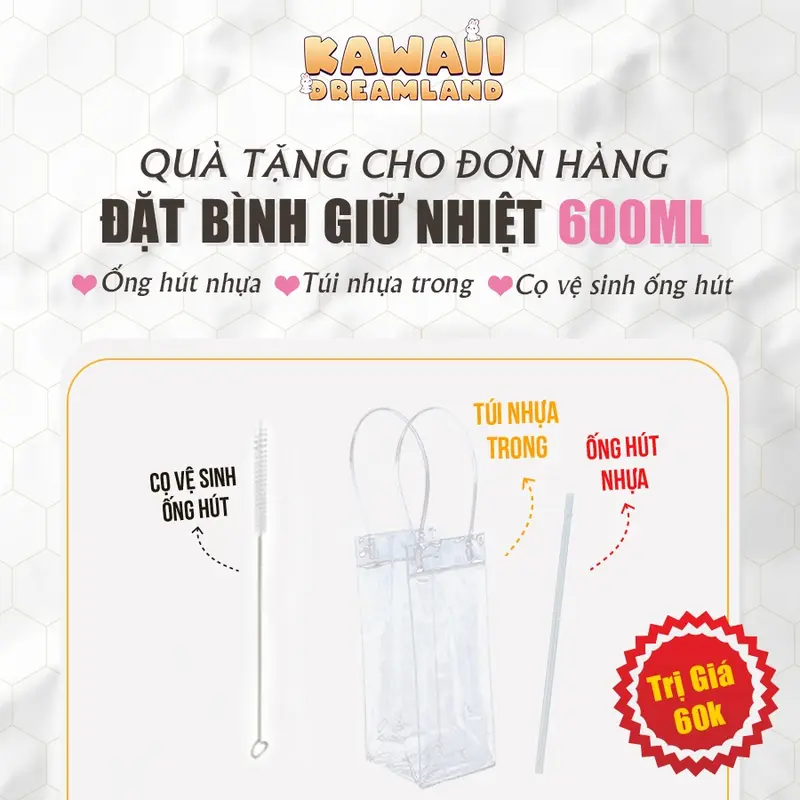 Bình giữ nhiệt cute hình Loopy - 600ml - Inox 304 - Tặng Túi Xách - Kawaii Dreamland 1