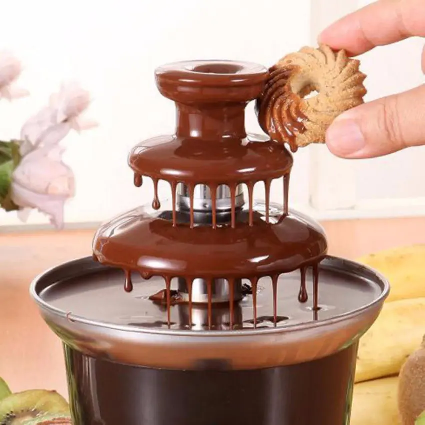 COD Mini Chocolate Fountain, Stainless Steel and Heat-Resistant Plastic, Auger-Style Fountain, Easy-to-Assemble, 230V/170W