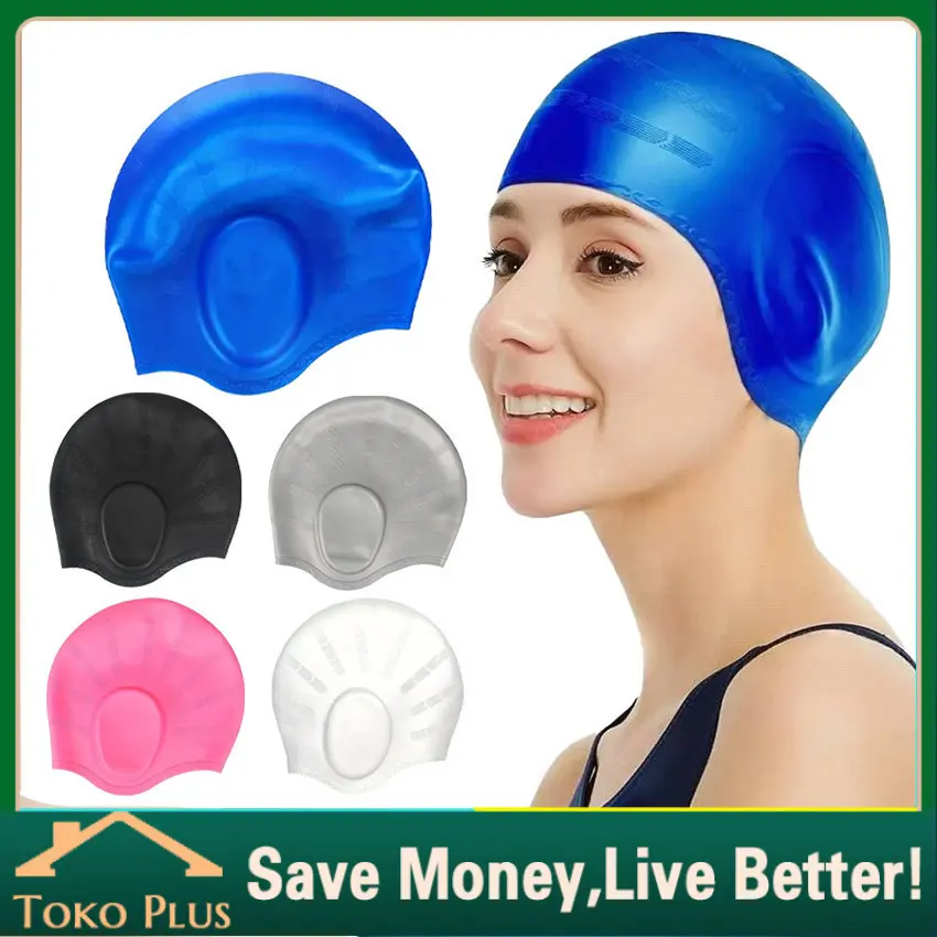 Topi Renang Silikon Pelindung Telinga Dewasa Swim Cap Ear Protection Waterproof Penutup Kepala Renang Anti Air Tebal