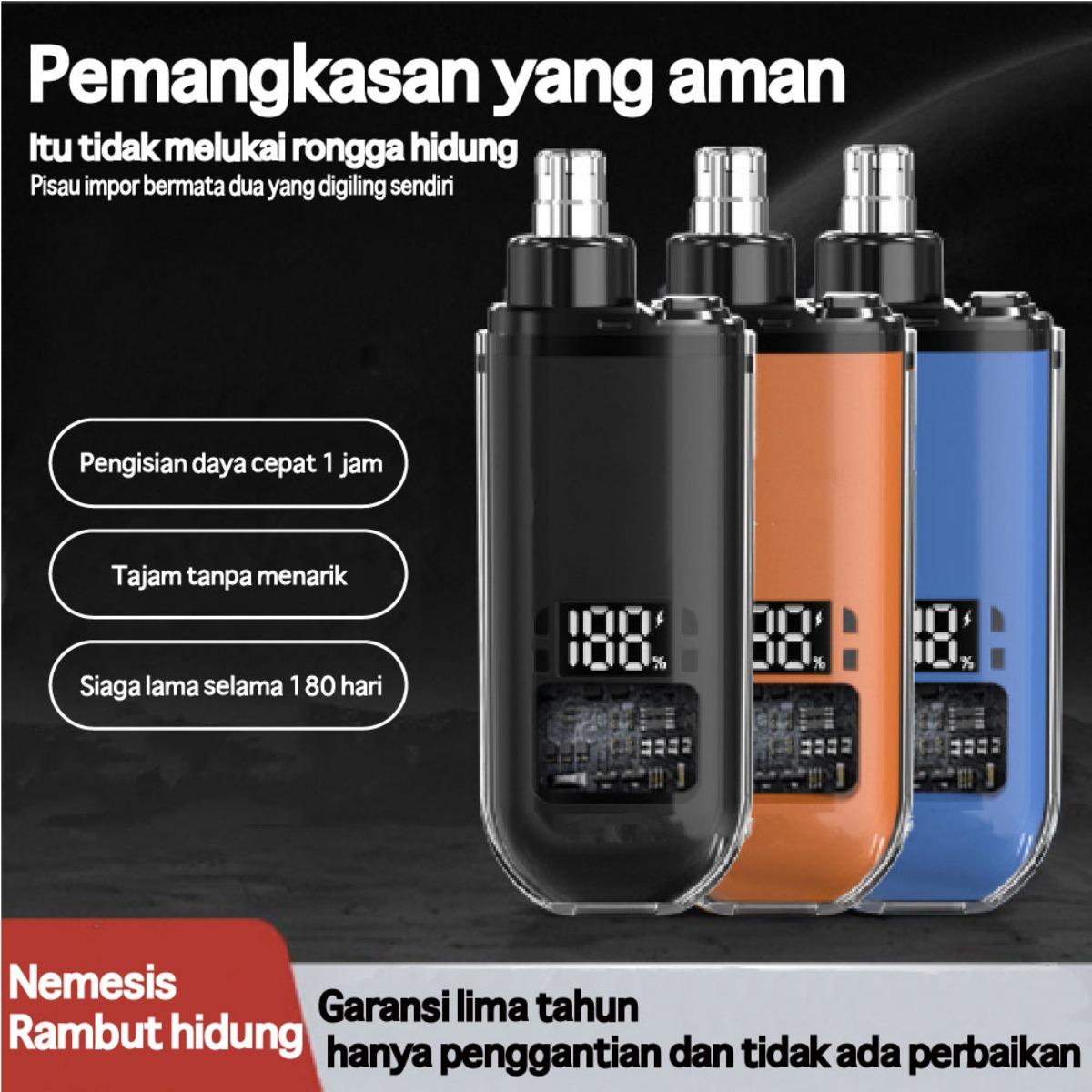 Pencukur Hidung & Telinga Elektrik - Trimmer Profesional 3-in-1, Anti Sakit dan Aman, Cocok untuk Keluarga
