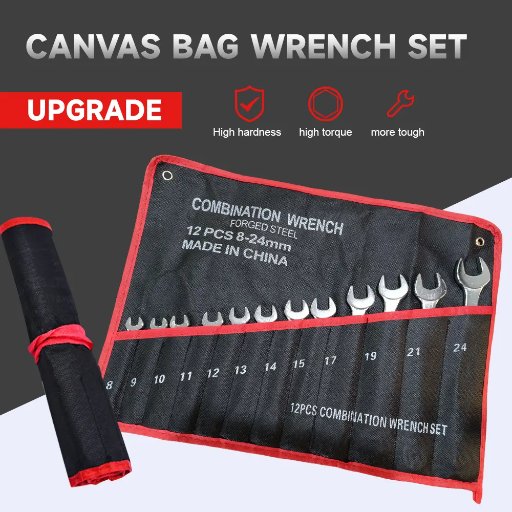 12pcs 8-24mm Combination Spanner Wrench Set Professional High Hardness Spanner Tool Set
