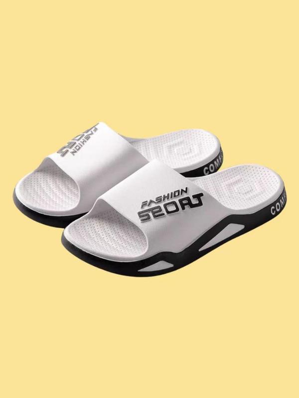 Men's Casual Letterd Print Non-slip Slides, Comfortable Soft Colorblock Slippers for Indoor Outdoor Beach Shower, All-match Commuter Shoes for Work & Daily Wear 5