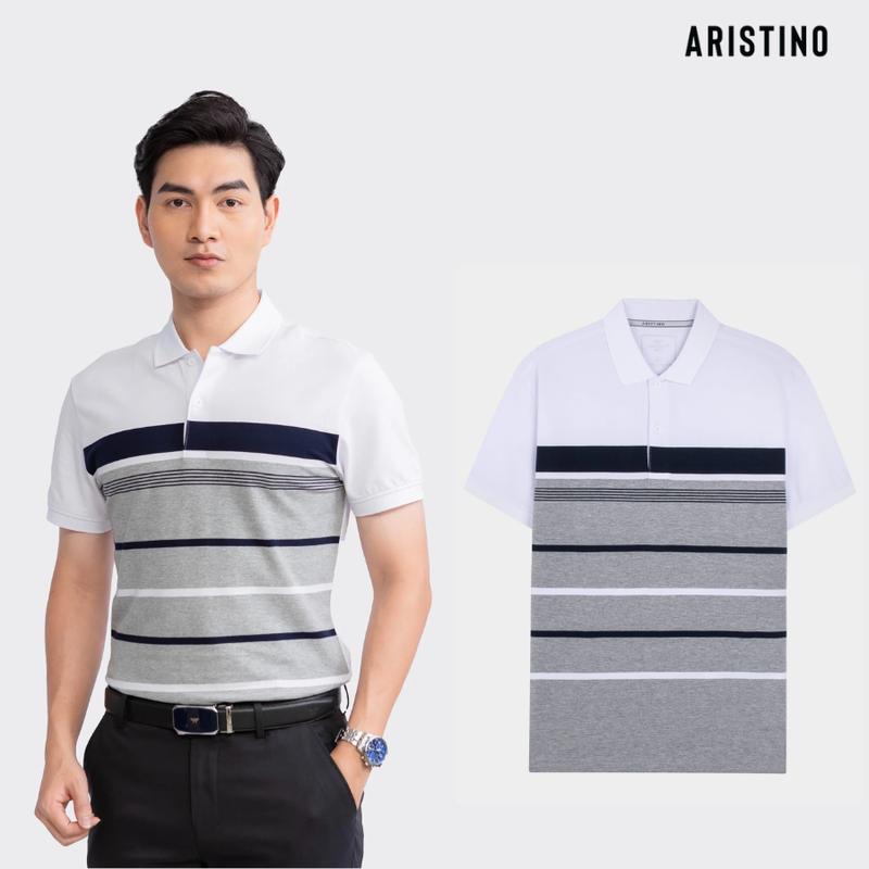 ARISTINO Áo polo nam phom dáng slim fit  xám, cotton cao cấp APS018S3