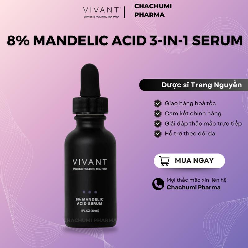  Serum giảm mụn lão hóa sắc tố không đều Vivant Skincare 8% Mandelic Acid 3-In-1 Serum 30ml Chăm Sóc Da 