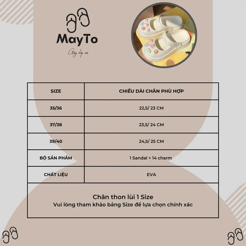 Dép nữ Mayto [MẪU 2025][XIXITIAO] sục nữ đế cao 5cm charm Pizza kiểu sandal quai hậu dễ thương hot trend 2023 CS-39 8