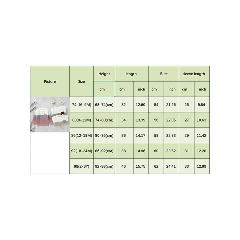 Product Introduction of Baby Boys Girls Knit Sweater Contrast Color Warm Crew Neck Pullovers 0