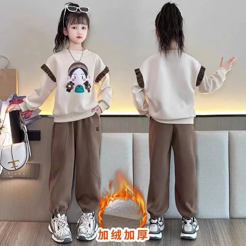 Bộ Quần Áo Thu Đông Bé Gái 14-48kg, Chất Nỉ Trần Bông Dày, Phong Cách Thời Trang, Bộ Dài Tay,Sét Đồ Cho Bé, Đồ Bộ Bé Gái & Bé Trai 1