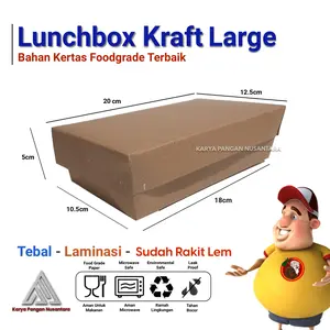 PAPER LUNCH BOX KRAFT LARGE LAMINASI KOTAK KRAFT SUDAH LEM PACK 20  PCS