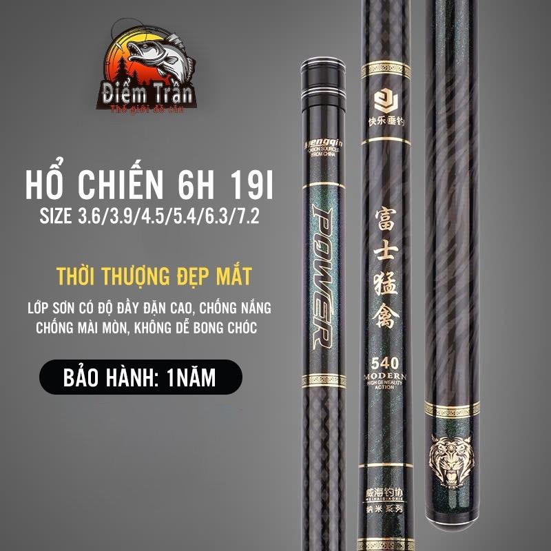 (BẢO HÀNH) Cần Tay Hổ Chiến 6H Carbon Cao Cấp Kèm Ngọn Trục dây Đi Câu Cá Bắt Cá Fishin Fishing