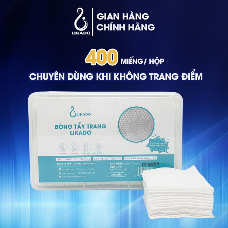 Bông tẩy trang Likado dạng hộp 400 miếng kích thước 6cmx5cm Trang Điểm Cosmetic
