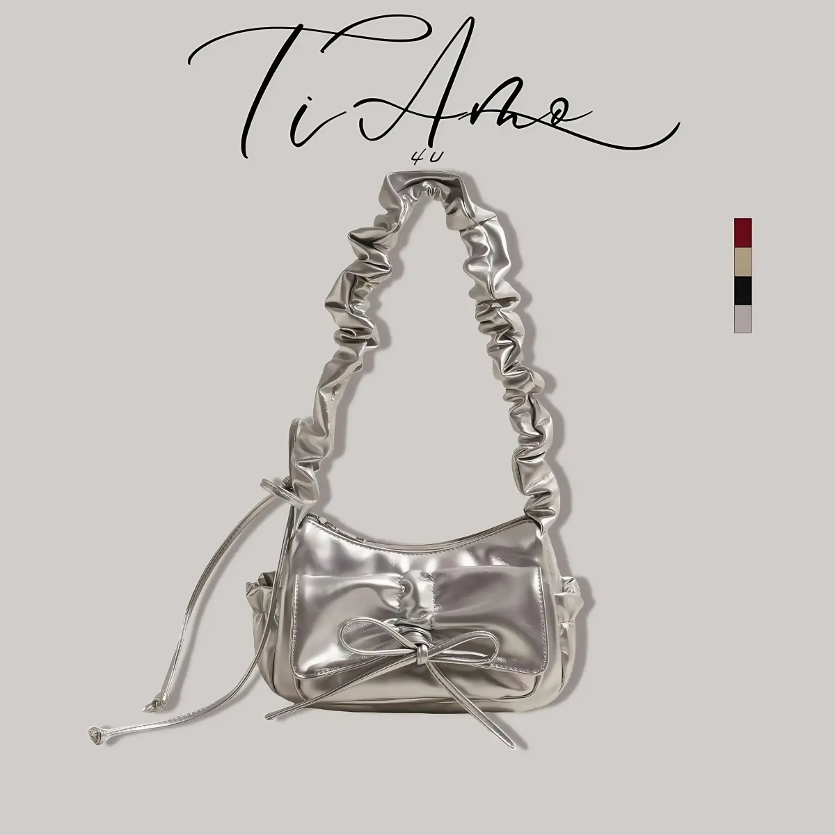 กระเป๋าสะพายไหล่เดี่ยว Bow high beauty จีบใหม่แฟชั่น combuting high-end niche crossbody รักแร้กระเป๋า