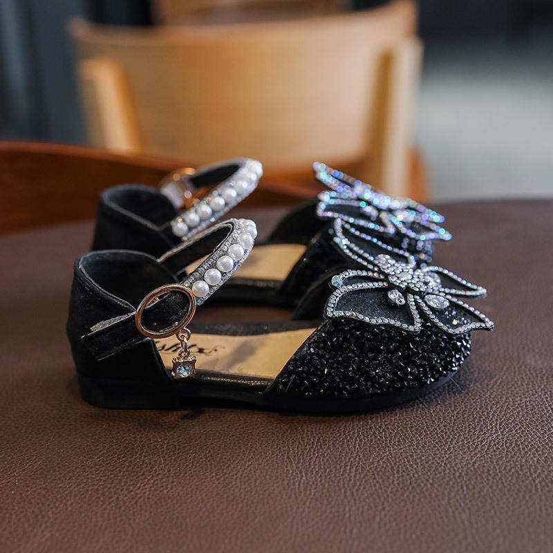 2025 Spring and Summer New Korean Style Rhinestone Soft-Soled Girls Sandals Princess Shoes Children's Shoes Girls Dance Shoes 2
