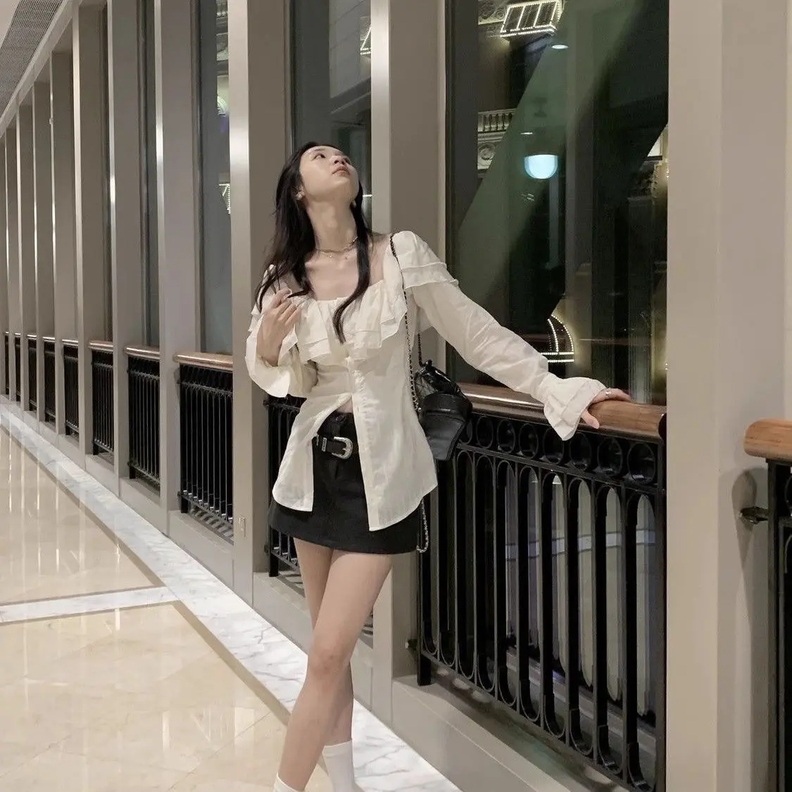 Áo trễ vai phối bèo tiểu thư dài tay ,Siết Eo sẵn ( ko dây buộc), phong cách thanh lịch cho nữ (Có bigsize) | BigBuy360 - bigbuy360.vn