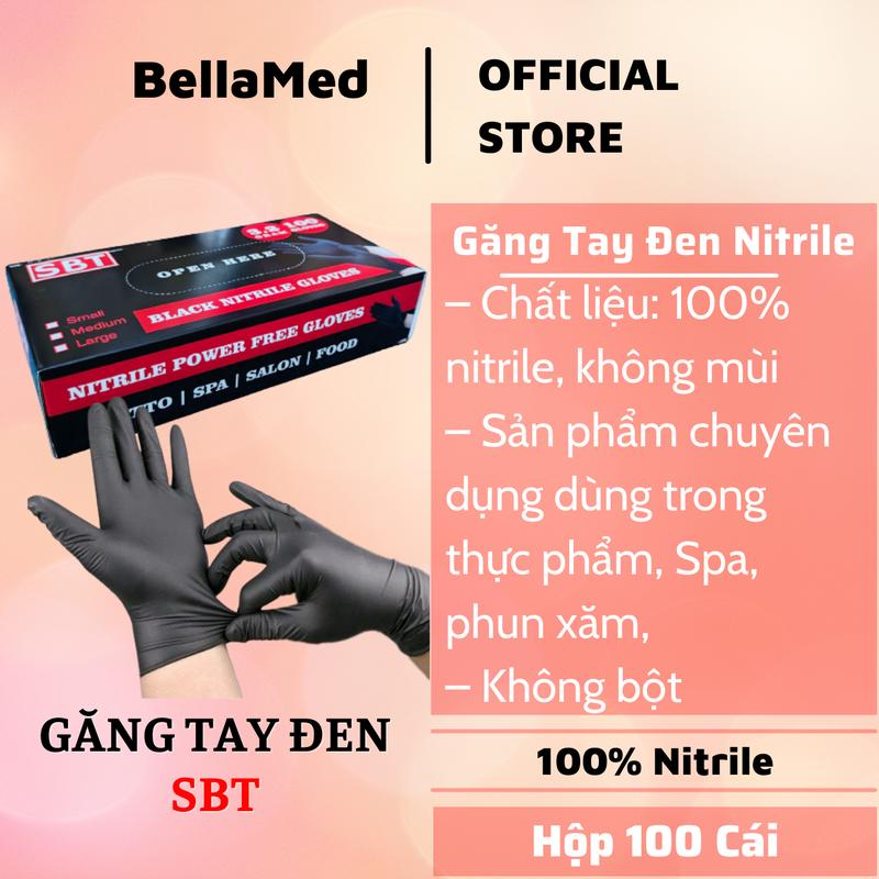 Găng tay Nitrile màu đen không bột SBT - hộp 100 cái