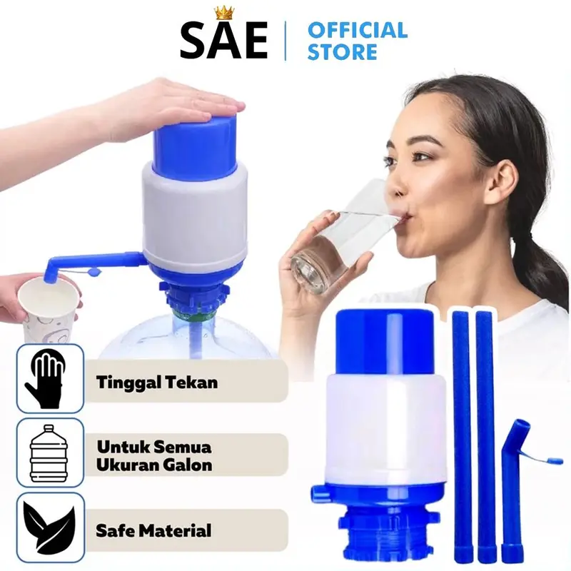 TUKUO ID - Pompa Galon Manual Tekanan Tangan Air Mancur Minum dengan Tabung Ekstra Pendek Food Grade 1