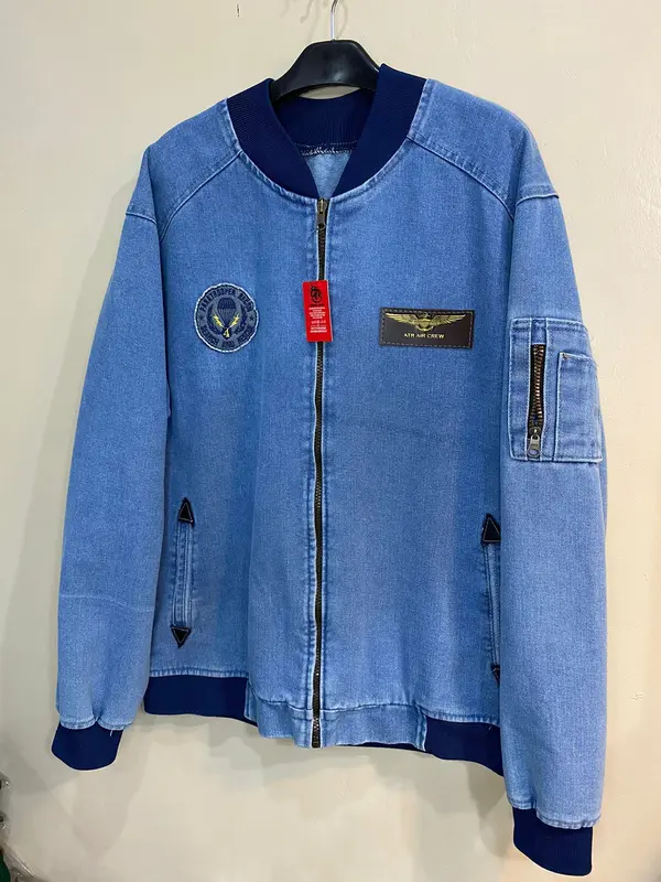 JACKET BOMBER JEANS CAP KULIT PRIA DAN WANITA panjang motif jaket  casual  tebal cowok  distro 4