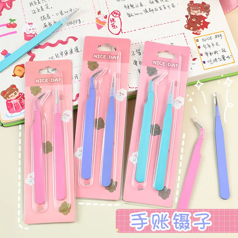2PCS TWEEZER STICKER PINSET SCRAPBOOK / PENJEPIT STICKER / PERALATAN JOURNALING / PRECISION TWEEZER
