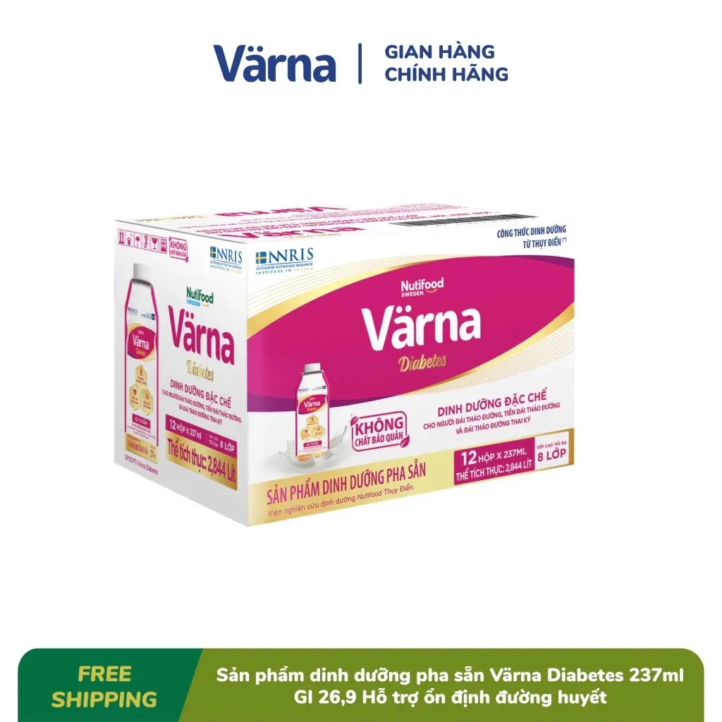 1 Thùng sữa Varna tiểu đường 12 hộpx237ml