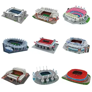 3D Puzzle Stadion Sepakbola KECIL: Miniatur Stadion Bola San Siro Signal Iduna Park Old Trafford Stamford Bridge Camp Nou Santiago Bernabeu Emirates Ettihad Anfield Parc des Princes Allianze Arena Hadiah Koleksi Koleksi Mainan Football Stadium