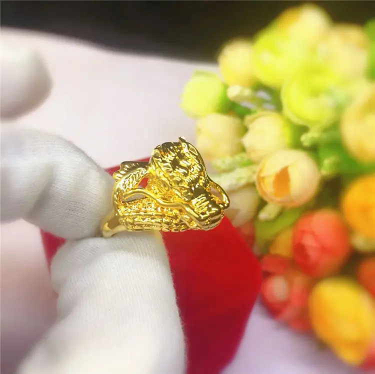 CINCIN UKIR NAGA RING LAPIS EMAS 24K - ANTI KARAT - ANTI LUNTUR 6