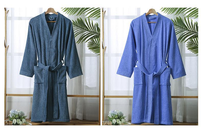 Product Introduction of Robe Hotel Absorbent Bathrobe  Nightgown Terry Material Simple Yukata Beauty Salon Robe Nightwear New Autumn 8
