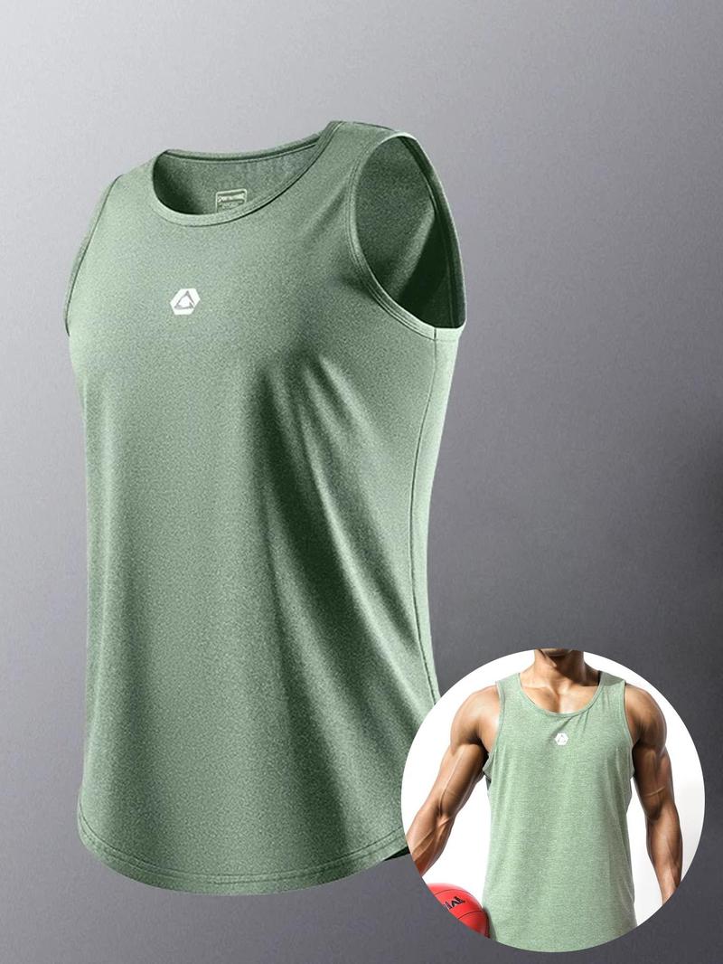 Product Introduction of Men's Letter Print Round Neck Tank Top, Regular Fit Sporty Sleeveless Vest for Gym Workout Running Training, Casual Comfy Breathable Top for Summer 7