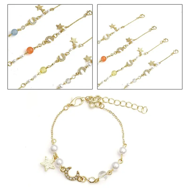 Vòng Tay Zircon Giả, Starmoon, Khảm Ngọt Ngào Với Ngôi Sao Và Mặt Trăng, Thiết Kế Lộng Lẫy, Ngọt Ngào Và Tự Nhiên 5
