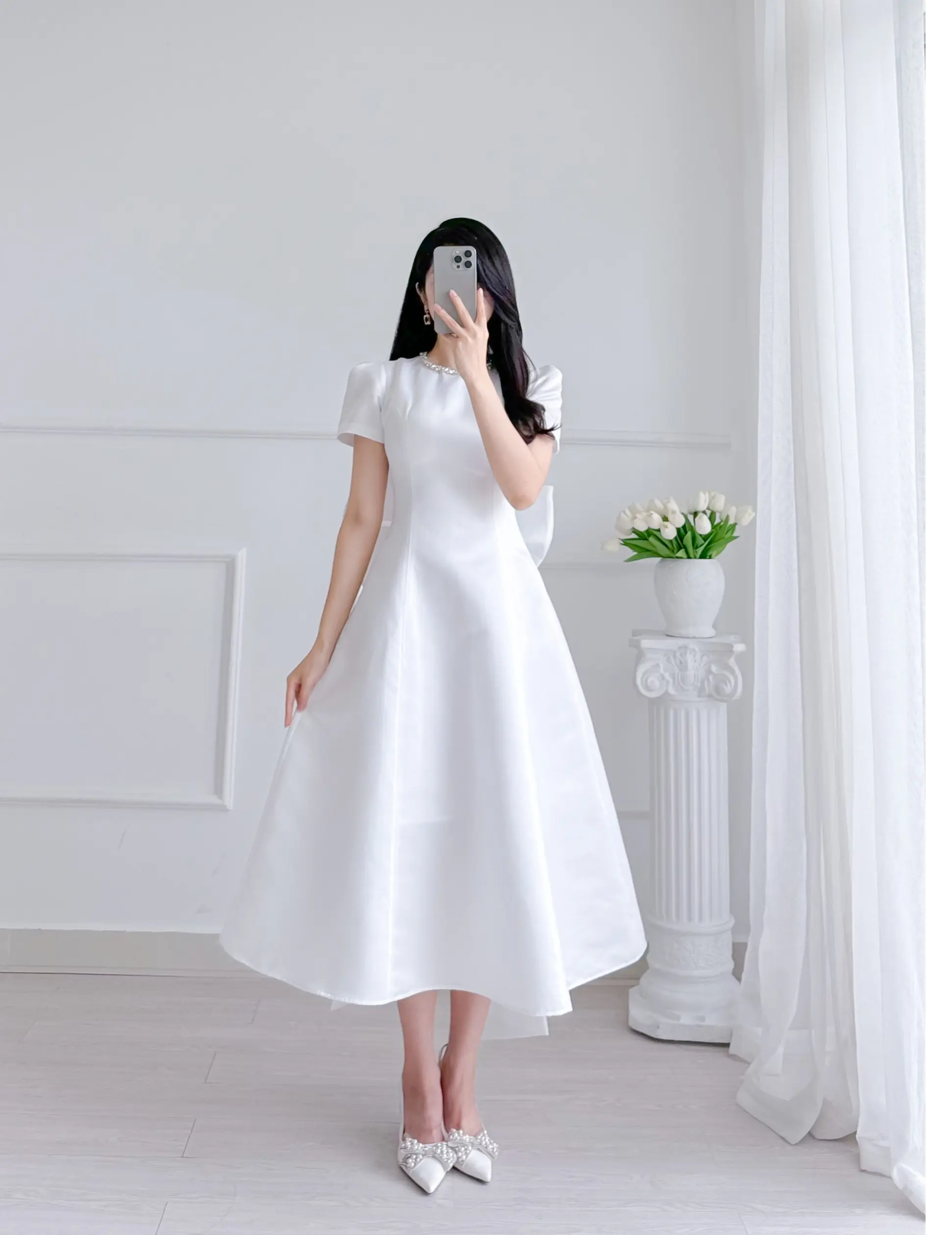 Váy đi bàn & Đi Tiệc Cổ Đá Kèm Nơ Sau Siêu Xinh - COCO HOUSE