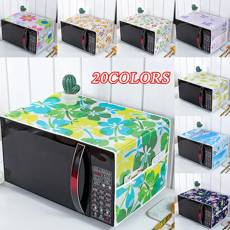Microwave Dust Cover Cartoon Cats Tree Leaf Printed Microwave Dust Cover Cloth Pocket Water Proof Oven Cover Towels Dustproof