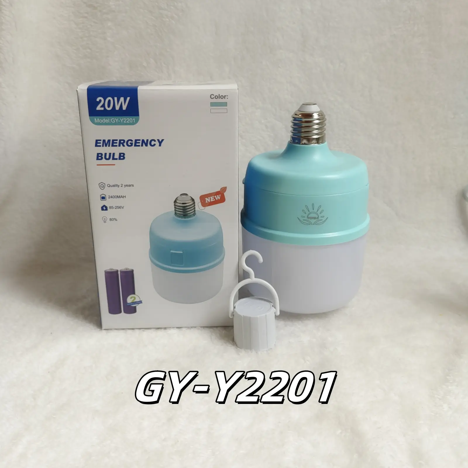 Bóng tích đèn Y2201 có thể sạc lại pin rời E27 cảm ứng phát sáng độ sáng cao chế độ ánh sáng trắng lâu dài thích hợp cho cắm trại ngoài trời, tiệc nướng, quầy hàng chợ đêm, sạc khẩn cấp khi mất điện, đường kính 100mm có móc  led đèn cắm trại