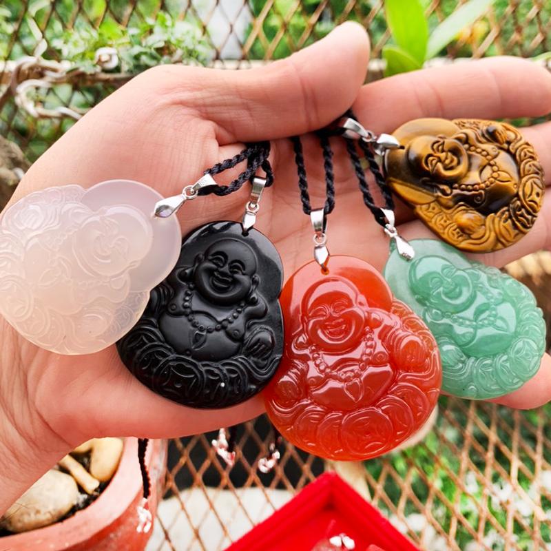 Mặt dây chuyền Phật Di Lặc Mnao Trắng kèm Dây và Móc - LUCKRING 7
