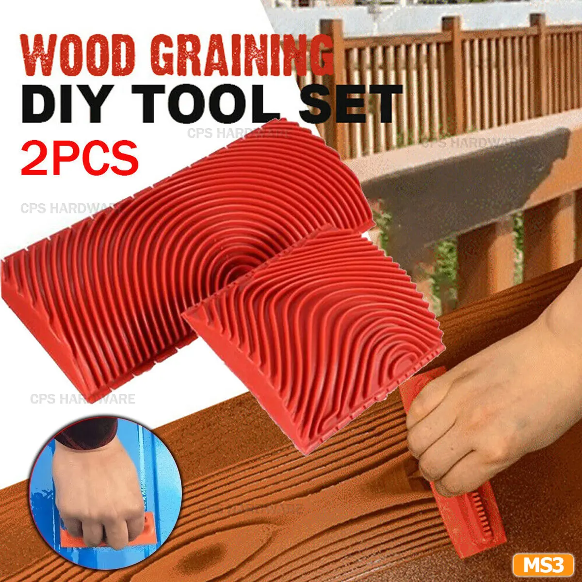 2 pcs wood grain tool wood grain shell decoration DIY rubber roller tool MS3