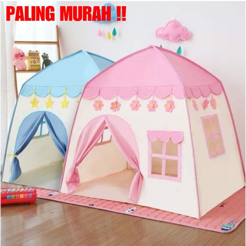 Tenda Anak Model House Rumah Jendela AN8112 Tenda Bermain Princess Castle Outdoor Biru dan Pink 0