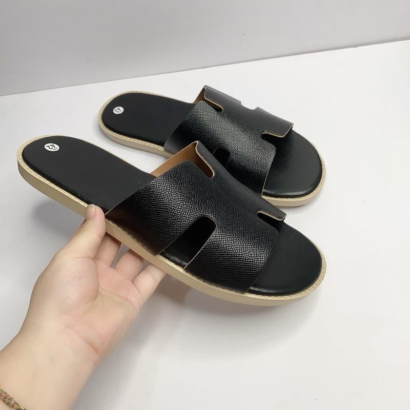 Dép nam quai ngang chữ H  cho nam quai da đen đế bằng cao su giả gỗ cao cấp. Boy cháy phố- dép nam đẹp 2024 Sandal DéP Jean Quai Hậu Nhung 4